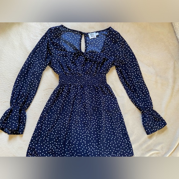 Princess Polly Navy Polka Dot Mini Dress - Picture 2 of 4